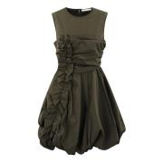 Cecilie Bahnsen Taffeta Grey Olive Midi Klänning Green, Dam