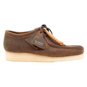 Clarks Vaxad Läder Wallabee Skor Brown, Herr