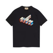 Gucci 3D Print T-shirt Black, Herr