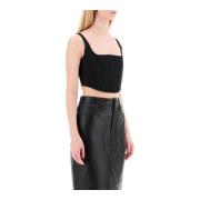 Marc Jacobs Denim Bustier Crop Top Black, Dam