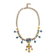 Dolce & Gabbana Kristallkors Hängande Halsband Yellow, Dam