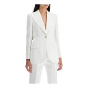 Dolce & Gabbana Elegant Brokadjacka med Peak Revers White, Dam