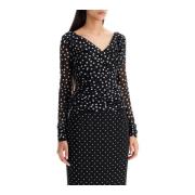 Dolce & Gabbana Polka Dot Draperad Topp Black, Dam