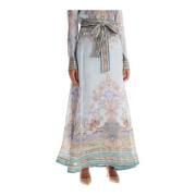 Zimmermann Paisley Print Linne Sidens Maxi Kjol Multicolor, Dam