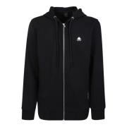 Moose Knuckles Svart zip-up bomullshoodie för män Black, Herr