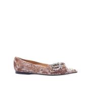 Sergio Rossi Brun Ballerina Flats med Kristaller Multicolor, Dam