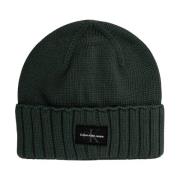 Calvin Klein Grön Logo Patch Bomull Beanie Green, Herr