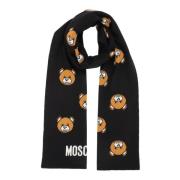 Moschino Abstrakt Multifärgad Teddybjörn Ullhalsduk Black, Dam