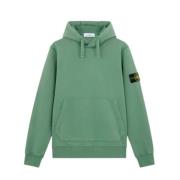 Stone Island Salvia Grön Bomullsfleece-hoodie Green, Herr