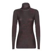 Ganni Brun Djurtryck Mesh Topp Brown, Dam