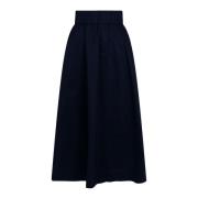 Neo Noir Svart Poplin Midi Kjol Yara Black, Dam