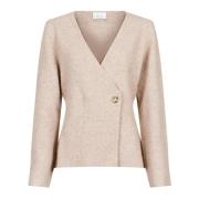 Neo Noir Stickad Cardigan Beige, Dam