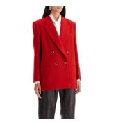 Alessandra Rich Oversized Ull Dubbelknäppt Blazer Red, Dam