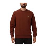 Fred Perry Herr Crew Neck Sweatshirt Rost Brown, Herr