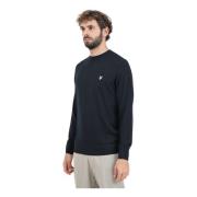 Lyle & Scott Svart rund hals merinoull tröja Black, Herr