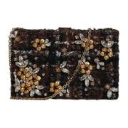 Dolce & Gabbana Blommig Tweed Crossbody Clutch Väska Multicolor, Dam