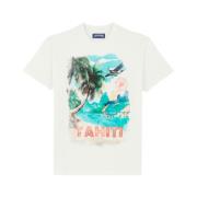 Vilebrequin Tahiti T-shirt gjord av bomull för män White, Herr