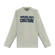 Versace Jeans Couture Sweatshirt med logotyp och sammet finish Gray, H...