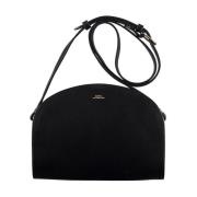 A.p.c. Svart Demi-Lune Läder Axelväska Black, Dam