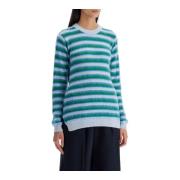 Marni Randig Ull Crewneck Pullover Blue, Dam