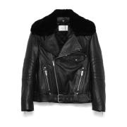 Saint Laurent Svart Bikerläderjacka Black, Dam