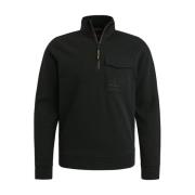 PME Legend Halv-Zip Stickad Sweatshirt Black, Herr