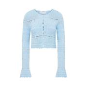 Loveshackfancy Scallop Pointelle Media Cardigan Blue, Dam