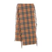 Burberry Rutig Cashmere Sjal Frans Finish Beige, Dam