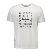 Diesel Vitt Logot-shirt med Rund Hals White, Herr