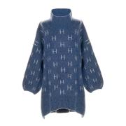 Hést Blå Oversized Sweater Heavy Knitwear Tops Blue, Dam