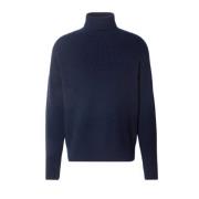 Boss Blå Ull Turtleneck Tröja - Evenemang Blue, Herr