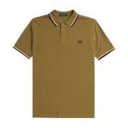 Fred Perry Brun Randig Kontrast Pikétröja Brown, Herr