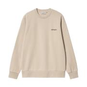 Carhartt Wip Logo Sweatshirt med Ribbade Manschetter Beige, Herr