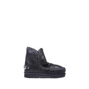 Mou Sprucken Svart Rhinestone Logotyp Boot Black, Dam