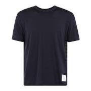 Thom Browne Ull Jersey Kortärmad T-shirt med 4 Bar Blue, Herr