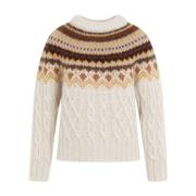 Moncler Ljus Beige Crewneck Tröja Multicolor, Dam