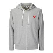 Comme des Garçons Play Röd Emblem Sweatshirt Gray, Herr