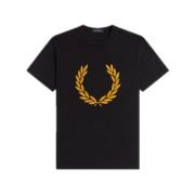 Fred Perry Velvet Laurel Grafisk T-shirt Svart Black, Herr