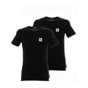 Bikkembergs Svarta T-shirts med böjt logotyp Black, Herr