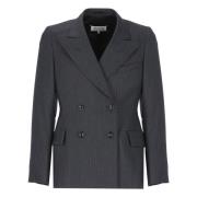 Maison Margiela Blå Ull Dubbelknäppt Blazer Blue, Herr