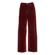 Department Five Burgundy Sammet Byxor Aw24 Red, Dam