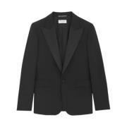 Saint Laurent Virgin Wool Tuxedo Jacket Black, Herr