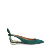 Aquazzura Gröna Ballerinaskor Elegant Stil Green, Dam