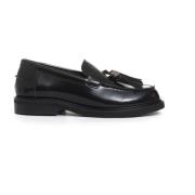 Poesie Veneziane Svart läderloafer med tofsar Black, Dam