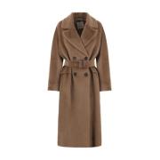 Max Mara Dubbelknäppt Alpacka Ull Brun Kappa Brown, Dam