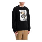 Moschino Teddy Bear Intarsia Crew Neck Pullover Black, Herr