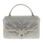 Pinko Metallisk Cross Body Väska Gray, Dam