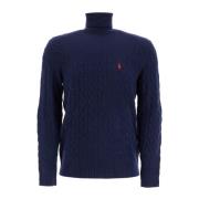 Polo Ralph Lauren Flätad Ull Cashmere Pullover Tröja Blue, Herr