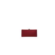 Rodo Mörkröd Satin Clutch med Silverdetaljer Red, Dam