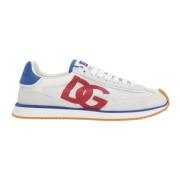 Dolce & Gabbana Mesh Low-Top Sneakers med Mocka Insatser White, Herr